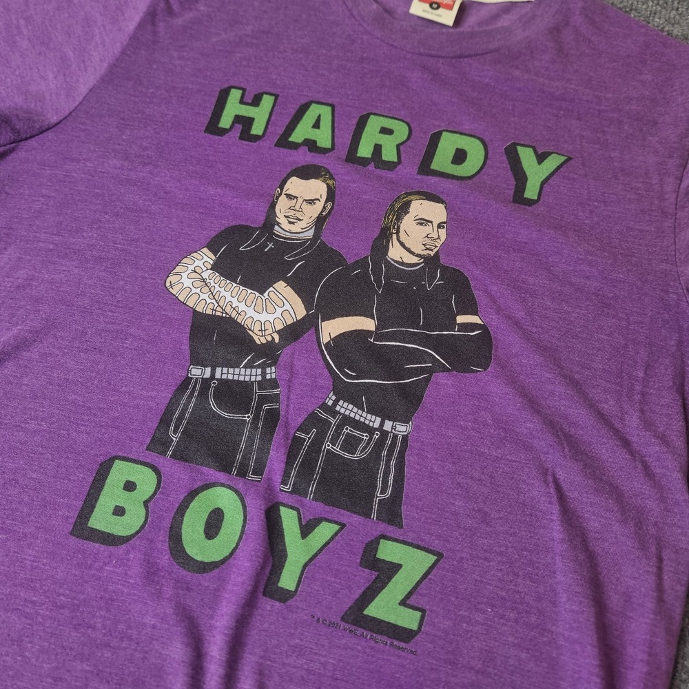 Homage Hardy Boys Tshirt Graphic Print TNA Tag Team Size Medium Purple